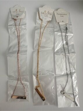 3 Bar Pendant Necklaces - Rose Gold, Gold, Silver
